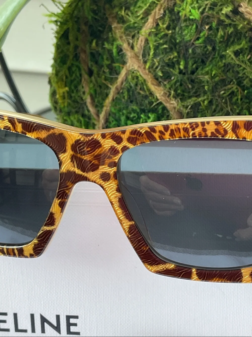 Celine Leopard-Print Angular Cat-Eye Sunglasses - Brown/Black